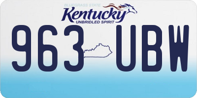 KY license plate 963UBW