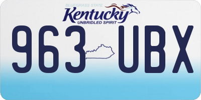 KY license plate 963UBX