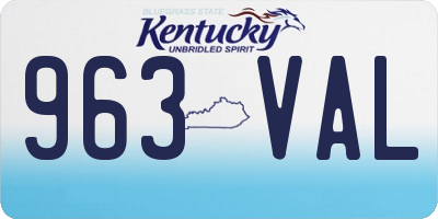 KY license plate 963VAL