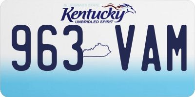 KY license plate 963VAM