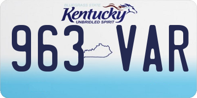 KY license plate 963VAR