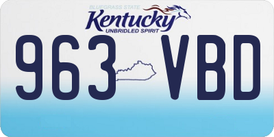 KY license plate 963VBD