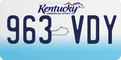 KY license plate 963VDY