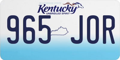 KY license plate 965JOR