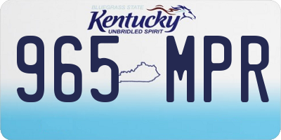 KY license plate 965MPR