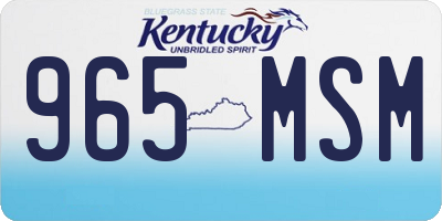 KY license plate 965MSM