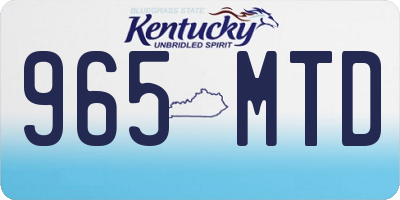 KY license plate 965MTD