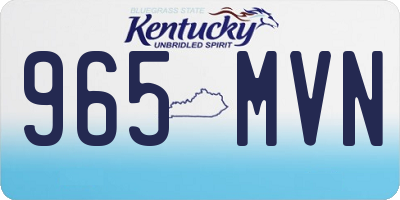 KY license plate 965MVN