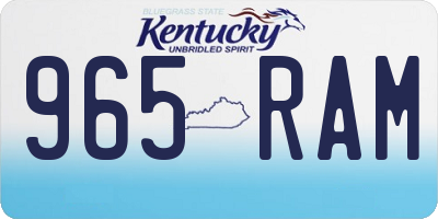 KY license plate 965RAM
