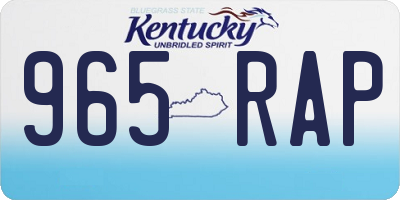 KY license plate 965RAP