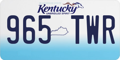 KY license plate 965TWR
