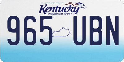 KY license plate 965UBN