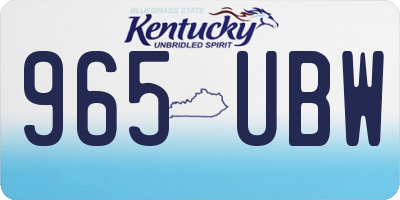 KY license plate 965UBW