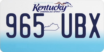 KY license plate 965UBX