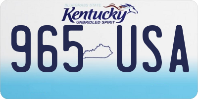KY license plate 965USA