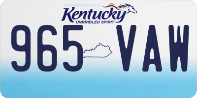 KY license plate 965VAW