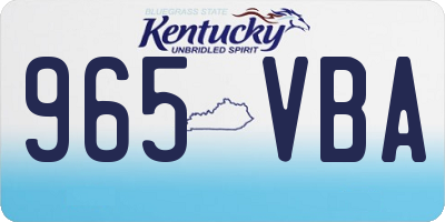 KY license plate 965VBA