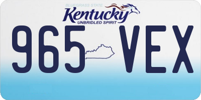 KY license plate 965VEX