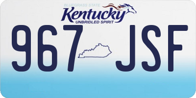 KY license plate 967JSF