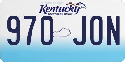 KY license plate 970JON