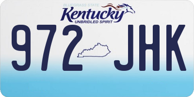 KY license plate 972JHK