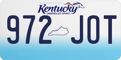 KY license plate 972JOT