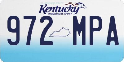 KY license plate 972MPA