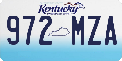 KY license plate 972MZA