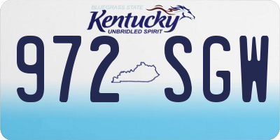KY license plate 972SGW