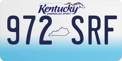 KY license plate 972SRF