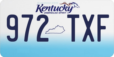 KY license plate 972TXF