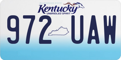 KY license plate 972UAW
