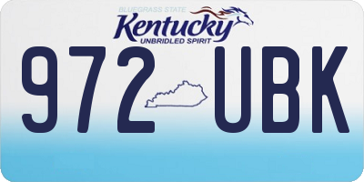 KY license plate 972UBK