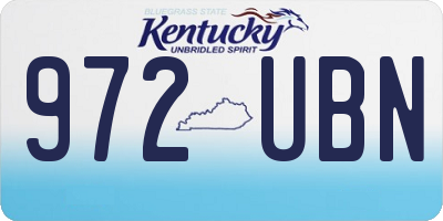 KY license plate 972UBN