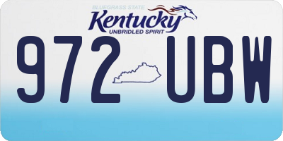 KY license plate 972UBW