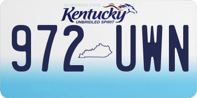 KY license plate 972UWN