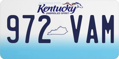 KY license plate 972VAM