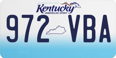 KY license plate 972VBA
