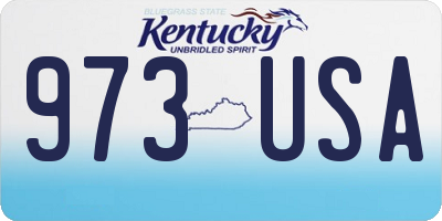 KY license plate 973USA