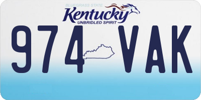 KY license plate 974VAK