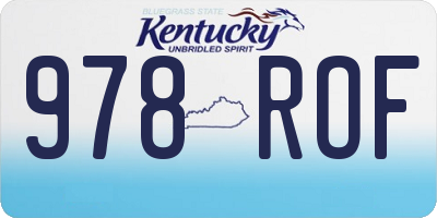 KY license plate 978ROF