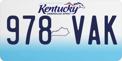 KY license plate 978VAK