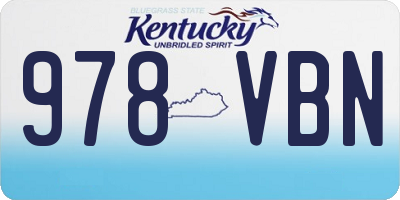 KY license plate 978VBN