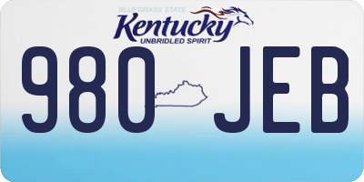 KY license plate 980JEB
