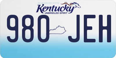 KY license plate 980JEH