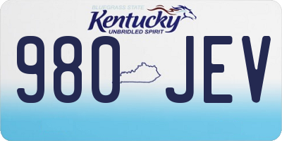 KY license plate 980JEV