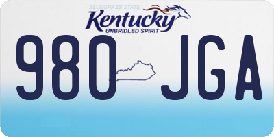 KY license plate 980JGA