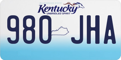 KY license plate 980JHA