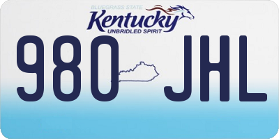 KY license plate 980JHL