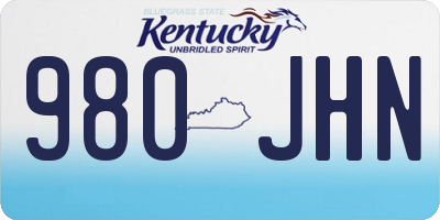 KY license plate 980JHN
